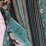 Anthropologie  TINY FLORAL TEAL MIXED MEDIA SHEER WRAP FRONT FLOWY BLOUSE S Photo 8