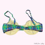 Deadstock 90s/80s vintage colorful plaid high leg swimsuit! Blue Size L Photo 2