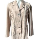 Michael Kors Cream Ruch Detail Short Trench Jacket Back Twist Sash, Sz 8 Tan Photo 0