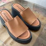 Free People  Winona Wedge Lug Heels Slip On Sandals in Brown Leather 37 Photo 1