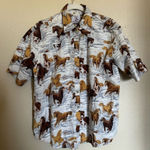 American Vintage Vintage All Over Horse Button Down Shirt Size XL‎ Winter Running Horse Print Photo 0