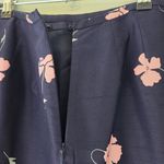 Doncaster  Navy Floral Print Silk Skirt Photo 4