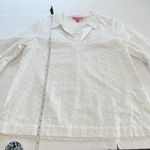 Lilly Pulitzer White Fishy Eyelet 3/4 Flounce Sleeve Cotton Top Size LARGE Photo 10