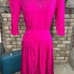 dress 100% silk fuchsia floral cutwork lace drop waist Pink Size 8 Photo 0