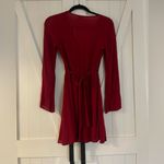 Miami Dark red tie waist dress with Flowy sleeves‎ by  Photo 3