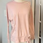 Abound  Pink Distressed Long Sleeve Sweatshirt Top Photo 1