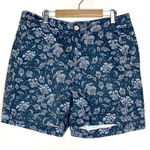 Jachs Girlfriend  Dark Blue Floral Leaf Printed Shorts Large Photo 0