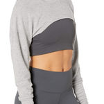 Alo Yoga  Gray Long Sleeve Cropped Shrug Sweater Photo 0