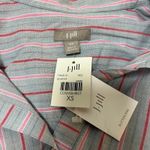NWT J Jill Button Up Sz XS Vertical Stripe Long Sleeve Gray Pink Office Business Photo 2
