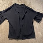 Pleione  Cardigan Womens XL Black Bell Sleeve Open Front Sweater Soft Casual Photo 0