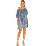 Free People  JET SET MINI DRESS MIXED PRINTED TUNIC Oversized DRESS Blue sz small Photo 2