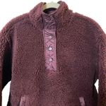 Athleta Women Maroon Snap Button Zip Pockets Sherpa Sweatshirt Jacket Size XS Photo 1