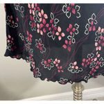 Loft Ann Taylor Womens Black Floral A line Skirt Size 8 Semi Sheer Unlined Rayon Photo 3