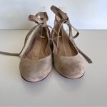 Gianvito Rossi  Suede Ankle-Wrap Ballerina Flat, Light Gray Photo 1