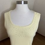 Vtg Shaver Lake Tank Top Size XL Yellow Lace Hem Jeweled Neck Coquette Soft Girl Photo 2