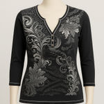 Vintage Y2K Blue Canyon Women's Top Size Lā Black Graphic Biker Glam Mall Goth Size L Photo 0