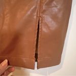 Mable Faux Leather Vegan Camel Mini Skirt Women's Size Large Front Slit‎ NWT Tan Photo 3