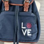 G.H. Bass &Co. G.H. BASS & CO Canvas & Leather Nautical "Love" Backpack Washed Navy Photo 3
