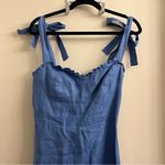 Reformation Desiree Blue Linen Ruffle Mini Dress Size 8 Photo 4
