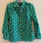 Talbots Hearts & Ladybug Button Down Cotton Shirt Green Pink Navy White Sz SP Photo 0