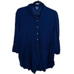 Aerie  Navy Blue Gauze Cotton Babydoll Tunic Photo 0