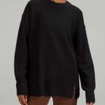 Lululemon Merino Wool Blend Ribbed Crewneck Sweater Black Size 8 Cotton Top Photo 0