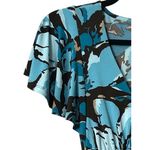 Apt. 9  Turquoise Brown Midi Dress PS Floral Print Flutter Sleeve Stretch Artsy Photo 9