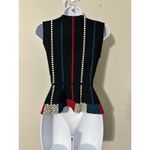 BCBGMAXAZRIA  Black Knit Peplum V Neck Sleeveless Top XXS Photo 4