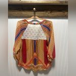Fig & Flower Anthropologie Boho Flowy Women's Peasant Top XL Patchwork Hippie Orange Photo 1