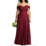 DESSY COLLECTION Vivian Diamond 2970 Claret Off the Shoulder Draped Dress $284 Red Size 14 Photo 1