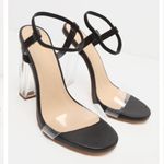 Pretty Little Thing Black wide fit clear block heel strappy sandal size 39/6 Photo 2