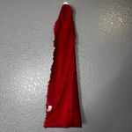 Red Fringe Knit Scarf Cozy Soft Winter Wrap Acrylic Warm Solid Shawl Photo 1