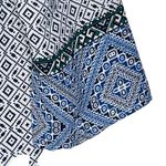 NYDJ  Blouse Top‎ Size XS Blue White Geometric Beaded V-Neck Tassels Womens Photo 2