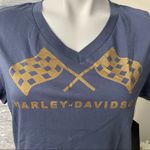 Harley Davidson Harley-Davidson Women's Retro Race Flag V-Neck Tee Size L Photo 4