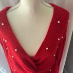 No Boundaries  Red Off-the-Shoulder Sweater with Pearl Details Photo 8