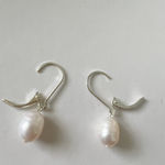 925 sterling silver Genuine Freshwater Cultured Pearl Drop Dangle Earrings White Photo 5