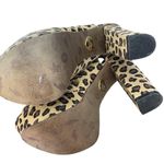 Betsey Johnson  Mystify Leopard Embroidered Sling Back Platform Heels size 8 Tan Photo 8