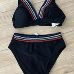 Cupshe  Women's V Neck High Waist Bikini Sets Swimsuit, size Small, Black, NWT Photo 0