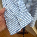 Loft Blue & White Striped Oversized Button-Down Shirt Casual Classic Sz Large Photo 2