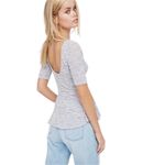 Free People NEW GRAY LACEY SECOND CHANCE SHORT SLEEVE PEPLUM TOP M Photo 1