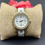 Anne Klein Small Wrist Watch Gold Tone & White Link 6" Working Photo 0
