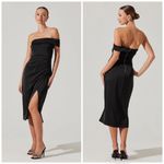 ASTR ‎ Gwyneria Off The Shoulder Evening Dress Midi Pencil Sheath Black Small Photo 1