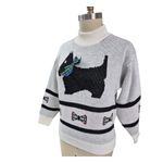 90s 3D Star Reflections Moments for Marjorie Scotty Dog Sweater Tartan Bow M White Size M Photo 1