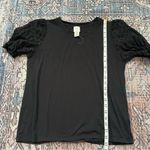 Joie  Eyelet Puff Sleeve Knit Cotton Short Sleeve Crew Neck Blouse Pullover Top M Photo 6