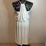 Halston Heritage White Halter Dress Sleeveless Casual Dress Midi‎ Dress Party Photo 2