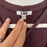 LNA  Size M Bordeaux Cut Away Fuzzy Fleece Cold Shoulder Pullover Sweatshirt Photo 1