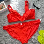 Time & Tru Nwt Women's Plus Size 3XL Ruffled Plunge Bikini top bottom orange Photo 1
