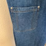 Vintage Denim Zip‎ Front Jumper Dress Sleeveless Pockets 90s Minimalist large Blue Photo 3