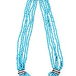 TURQ/CLR Rounded Square Tube Bead Necklace Photo 3