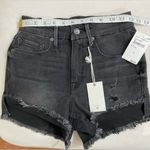 Good American NWT  Good Curve Black denim shorts Distressed Size 00 Photo 6